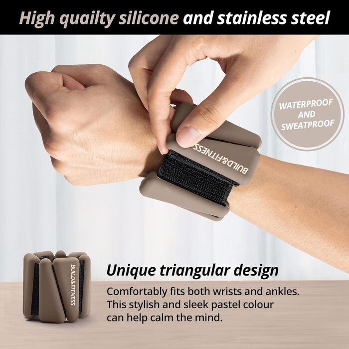 Набір вагів для зап'ястя та кісточок з регульованими ремінцями (2 шт x 0,5 кг) для фітнесу, йоги, пілатесу, аеробіки, силових тренувань (Mokka)