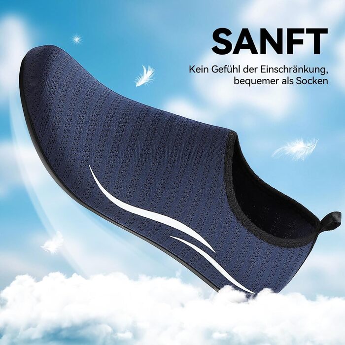 Чоботи для плавання та водних видів спорту: дихаючі, швидковисихаючі, унісекс (45 EU, блакитні лінії)