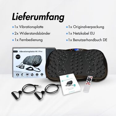 Вібраційна платформа Winch W.1.0 PRO | Електрична віброплатформа для дому | До 150 кг, 120 рівнів, з пультом ДУ, стрічки опору, чорний