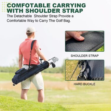 Гольф-сумка MAZEL з роздільником на 2 способи, 2 кишені, регульовані плечові ремені, високоякісний нейлон 900D, легкий матеріал, гольф-сумка-олівець для чоловіків та жінок (темно-синій)