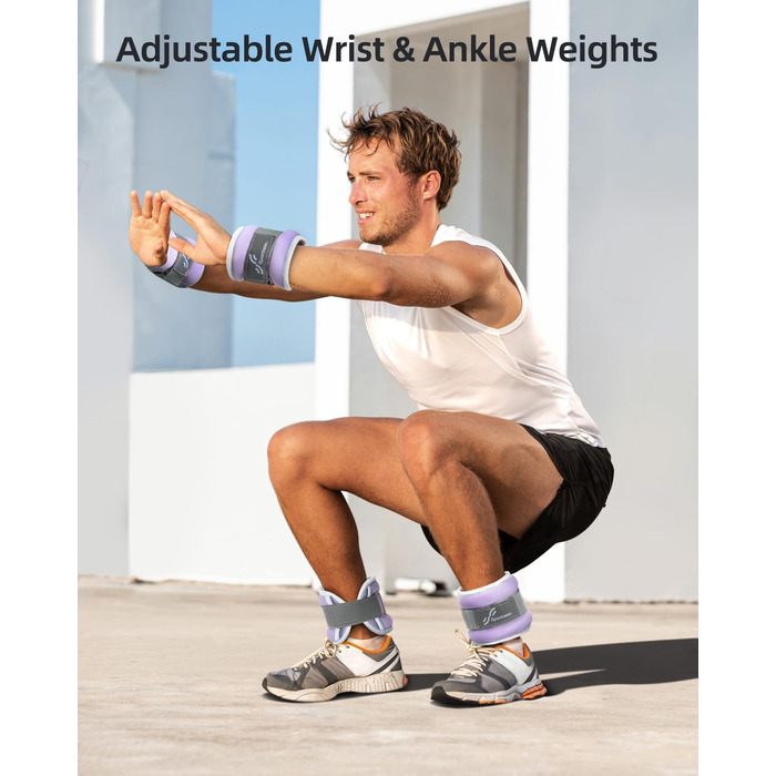 Утяжелители для рук и ног Sportneer 3кг (пара) фиолетовые - манжеты для фитнеса, бега, силовых тренировок