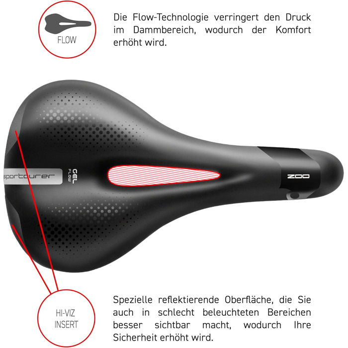 Велосипедне сідло Selle Italia Zoo Gel Flow для шосе, MTB та гравійних велосипедів – для жінок та чоловіків, L3