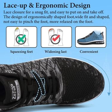 Чоловічі кросівки для бігу та занять спортом: Air Cushion, зручні та дихаючі. Розмір 43.5 EU, чорно-сірий колір