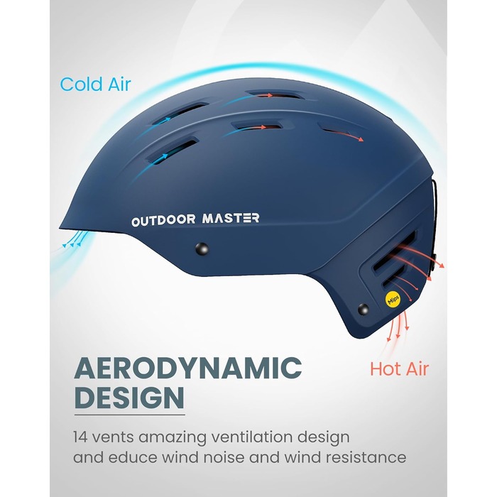 Шолом гірськолижний OutdoorMaster Kelvin II MIPS синій матовий - для чоловіків, жінок та підлітків