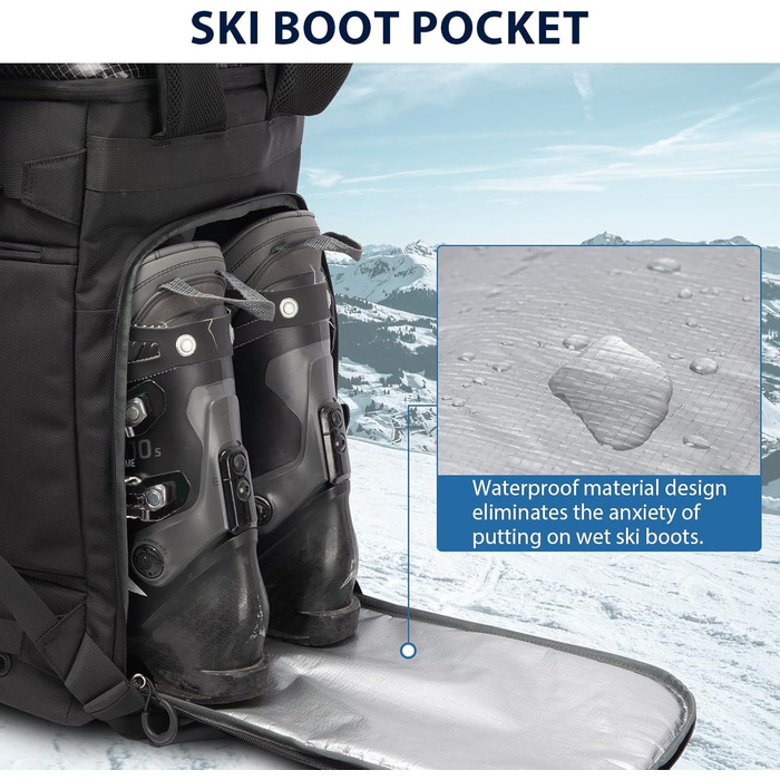 Чорний рюкзак HP 70L для гірськолижного спорядження з відділенням для шолома