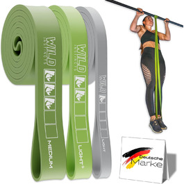 Стрічки опору для тренувань/фітнесу: набір для кроссфіту, розтяжки та підтягувань (3 шт. (LIGHT, LIGHT+, MEDIUM)) + сумка + додаток для тренувань