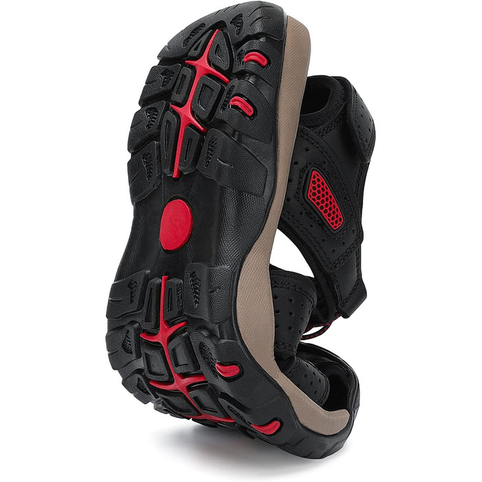 Чоловічі сандалі FLARUT для туризму та пляжу, шкіряні трекінгові, спортивні, літні, чорні, 44 EU