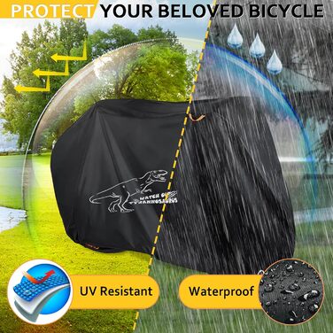 Водонепроникний чохол для велосипеда на 1/2/3 велосипеда, 210D Oxford, захист від дощу, пилу, сонця, вітру, для гірських, шосейних, електровелосипедів, розмір L (200x65x98 см)