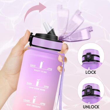 Фляга для води Motswedi з трубочкою, 1500 мл, BPA-free, для спорту, без витоку, підходить для газованої води, жовтогаряча, 1500 мл