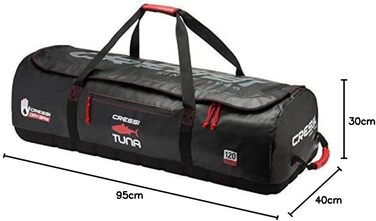 Сумка Cressi Tuna Bag 120 л, водонепроникна, чорно-червона, з колесами або без, унісекс для дорослих