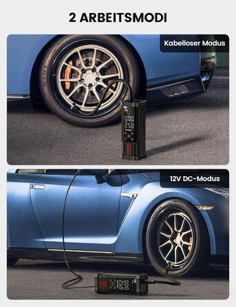 Електричний компресор Lamicall 150PSI, акумулятор 7500mAh, портативний насос для авто, велосипеда, мотоцикла з цифровим манометром і Powerbank