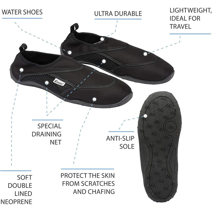 Чоботи для водного спорту Cressi CoralPremium, чорні, 42 EU (унісекс)