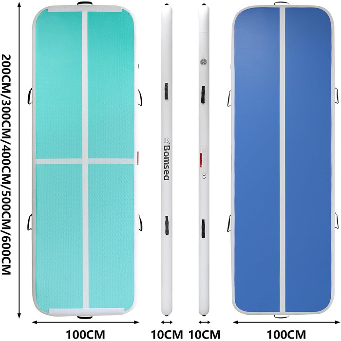 Надувний гімнастичний килимок Airtrack для дому та тренувань 2/3/4/5/6м - якісний килимок для фітнесу 200x100x10 см