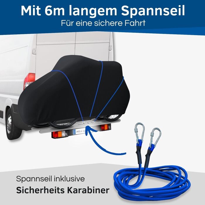 Водонепроникна захисна накидка для велосипедів та електровелосипедів HiLo для велотримачів - 6м мотузка, Ripstop 600D