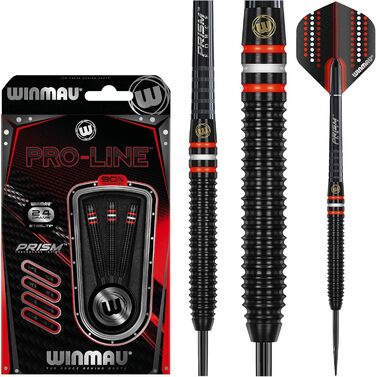 Дротики WINMAU Pro-Line Profi Wolfram для дартсу, сталевий наконечник, комплект з оперенням та стрижнями