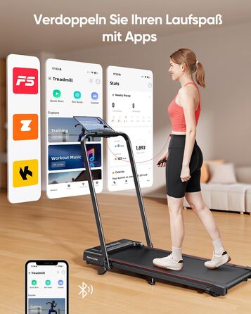 Бігова доріжка для дому з нахилом, 4-в-1 Walking Pad, 12 км/год, складана, 2.5HP, під стіл для дому та офісу, тиха робота