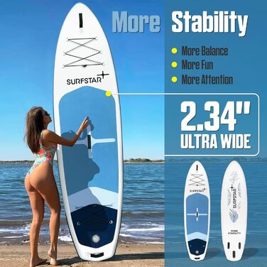 Надувна SUP-дошка Surfstar для дорослих з камеротримачем, ультраширока, зварна технологія, весло та аксесуари, для всіх рівнів