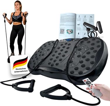 Вібраційна платформа Winch W.1.0 PRO | Електрична віброплатформа для дому | До 150 кг, 120 рівнів, з пультом ДУ, стрічки опору, чорний