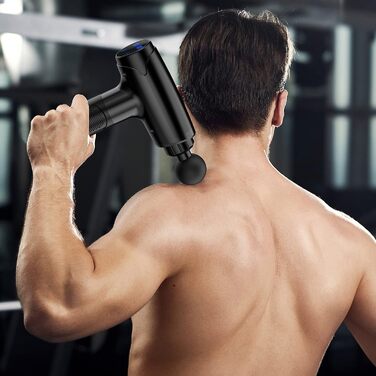 Масажер для м'язів Deep Tissue для спортсменів, ударний масаж для шиї та спини з 10 насадками, 30 швидкостей, електричний масажер, чорний