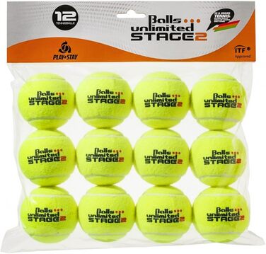 Дитячі тенісні м'ячі Stage 2 (помаранчеві) для тренувань, 50% зменшений тиск, 12 шт.
