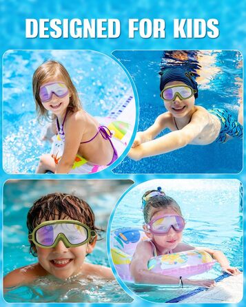 Дитячі окуляри для плавання Bluesmile (2 шт.), широкий огляд, антизапар, захист від УФ, для хлопчиків та дівчаток 3-14 років, зелено-фіолетові, малі