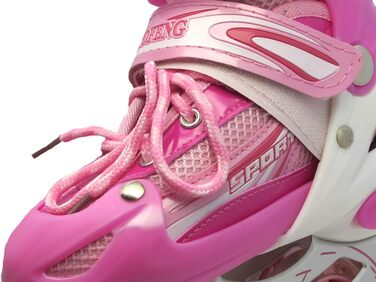 Дитячі ролики Kinder Inliner з регулюванням розміру та світними колесами. Ролики для дітей, регулюються в 4 розміри, 3 кольори (рожевий L, 38-41)