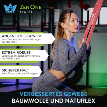 Набір еластичних стрічок для фітнесу ZenOne Sports® - 5 рівнів опору | Стрічки для силових тренувань вдома та в подорожах | Гумові стрічки для спорту