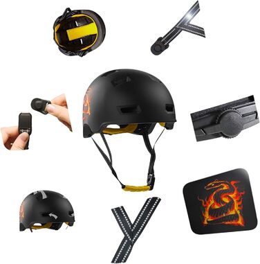 Велошолом Crazy Safety Rampage Orange Schlange для велосипедистів, скейтерів та ролерів, розмір M (54-57 см), регульований, для чоловіків, жінок і дітей, помаранчевий зміїний дизайн