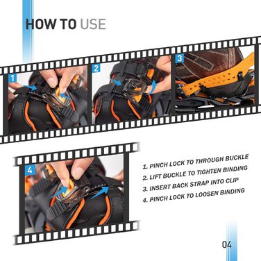 Снігоступи G2 25 дюймів: легкі, з підсиленим носком, EVA-підкладкою, підйомником п'ятки та трекінговими палками. Доступні в 5 кольорах (помаранчевий)