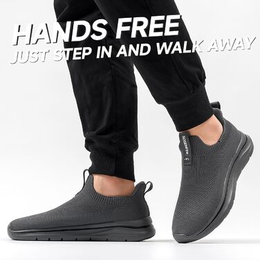 Чоловічі сліпони Sosenfer: зручні, дихаючі кросівки без шнурівків для занять спортом, прогулянок та тренувань (1272, темно-сірий, 43 EU)