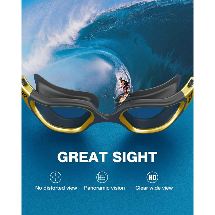 Окуляри для плавання ZIONOR G1 - поляризовані, унісекс, для дорослих та жінок, антизапітніння, 100% захист від УФ, один розмір (G1 MAX, G1-MAX-polarisierte SchwarzGold-Rauch)