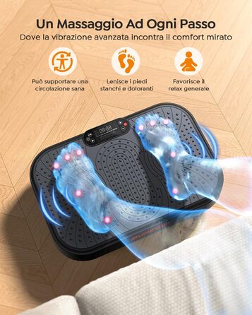 Платформа вібраційна Burever 150W з пультом, 99 рівнів інтенсивності, 5 програм, для масажу ніг, тренувань та формування м'язів, з резинками