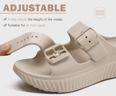 Жіночі сандалії KuaiLu для відновлення, спортивні слайдери з підтримкою склепіння стопи, ортопедичні, для фасціїту п'яткової кістки, товсті літні сандалії (бежеві, 38 EU)