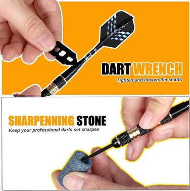 Професійні дротики Alyoen Metallspitze (6 шт) 20/24/26 г з алюмінієвими стеблями, пір'ями, точилом та захистом для польотів