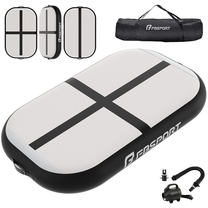 Airtrack FBSPORT 60x100x10 см: килимок для гімнастики, акробатики, йоги з насосом та сумкою