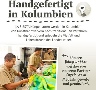 Гамак LA SIESTA® Brisa: ручної роботи з Колумбії, 160 см, для дому та відпочинку на природі