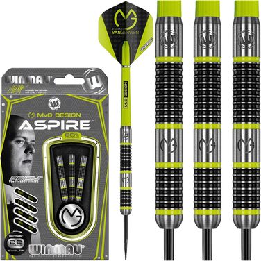 Дротики WINMAU Michael Van Gerwen MvG Aspire із вольфраму зі сталевим вістрям, призмовими крилами та нейлоновими держателями