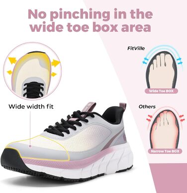 Жіночі кросівки для бігу FitVille з широкою стопою, дихаючі, легкі, для ходьби, розмір 41 EU, світло-фіолетовий