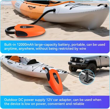 Електричний надувний насос SUP з акумулятором 12000mAh, 20 PSI - SUP, човни, каякі, кайтсерфінг