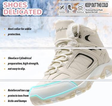 Зимові черевики ASHION для жінок. Теплі, утеплені, для ходьби на снігу та прогулянок. Розміри 36-42, колір бежевий.