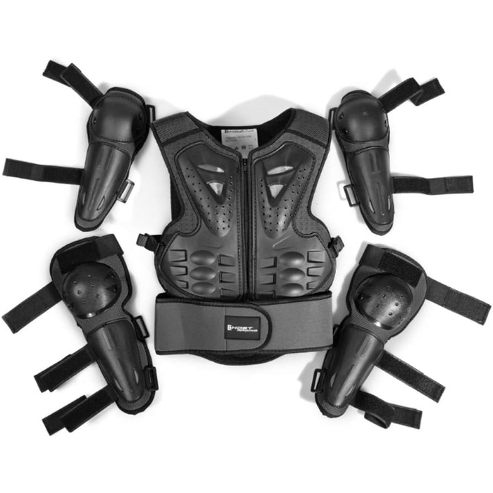 Дитячий захисний комплект Armor QTrees для мотокросу, катання на велосипеді, скейтборді, роликах, лижах, 5–13 років, червоний/чорний