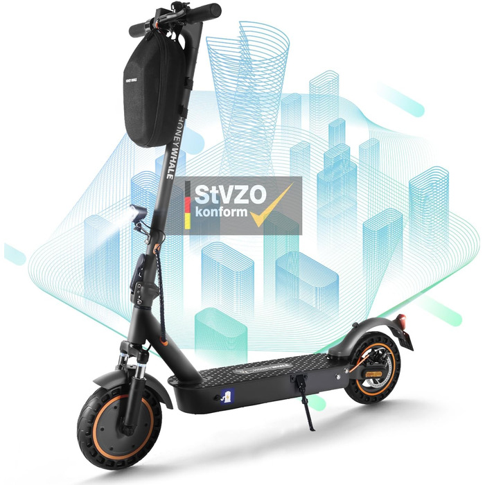 Електросамокат E9 Max з допуском до дороги, 40 км, 10'' колеса, електричний самокат з додатком, eKFV сертифікат