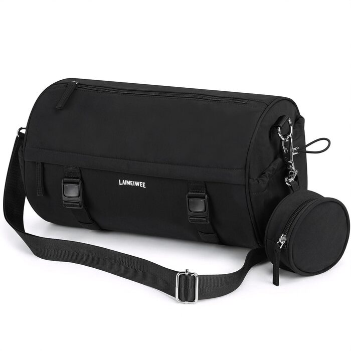 Спортивна сумка 11Л для фітнесу та йоги, водонепроникна сумка для тренувань з відділенням для мокрих речей та ременем для килимка, компактна дорожня сумка-вікенд для залу, басейну та сауни (Чорна)