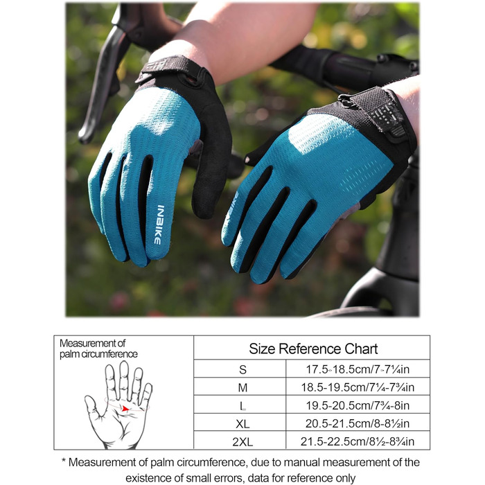 Велосипедні рукавички INBIKE для чоловіків, 2 пальці, сенсорний екран, ударостійкі, дихаючі, IHC406 (Блакитний, S)