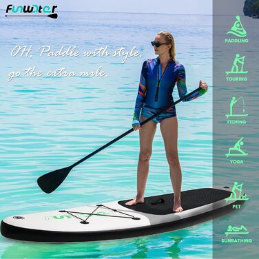 Надувний SUP-борд FunWater 320CM – комплект: весло, рюкзак, 3 ласти, насос, лінія. Підходить для початківців та досвідчених. 10' 6