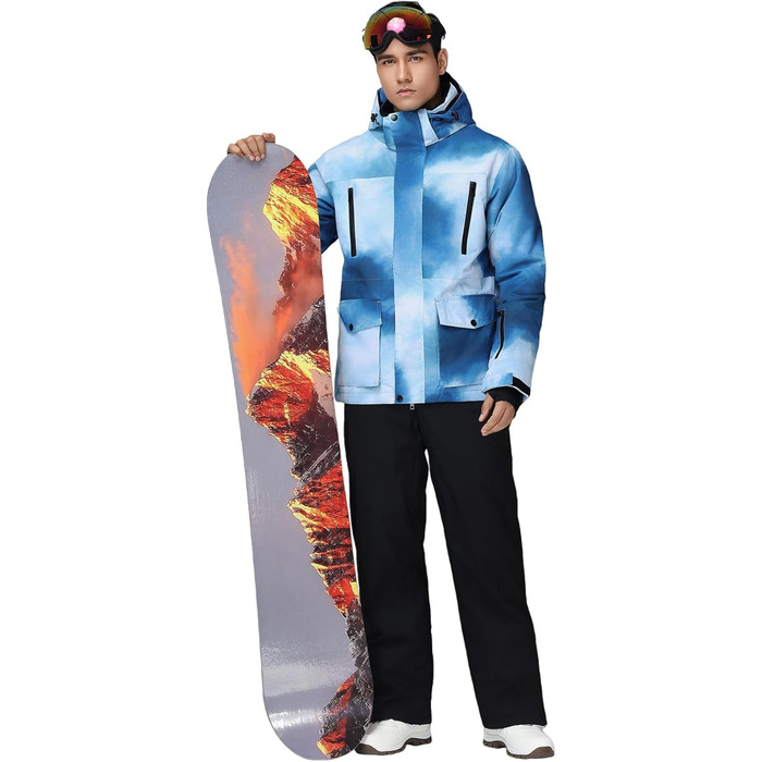 Костюм чоловічий зимовий HOTIAN для сноубордингу, катання на лижах та туризму (L, 8Blue+black)