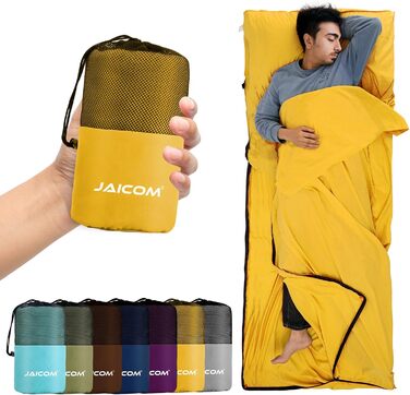 Легкий шовковий спальний мішок для подорожей 2в1, мікрофібра, зручний, компактний, для кемпінгу, зеленого кольору (Golden)