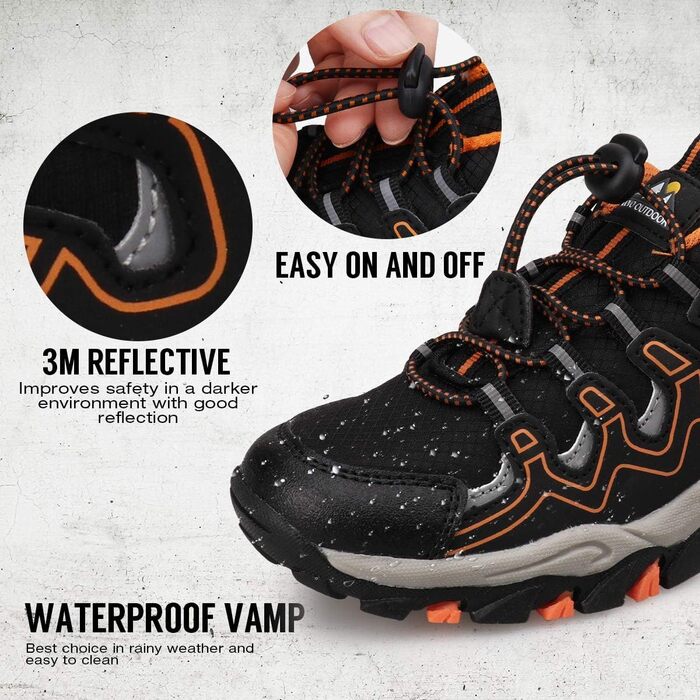 Дитячі кросівки UOVO для активного відпочинку: водонепроникні, з неслизькою підошвою, для ходьби, трекінгу, бігу, розмір 33