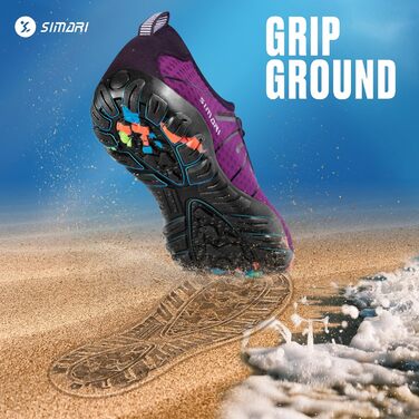 Водні черевики SIMARI WP001 для жінок та чоловіків, швидковисихаючі, для плавання, дайвінгу, серфінгу, йоги та відпочинку на природі, WP001, фіолетовий, 43 EU