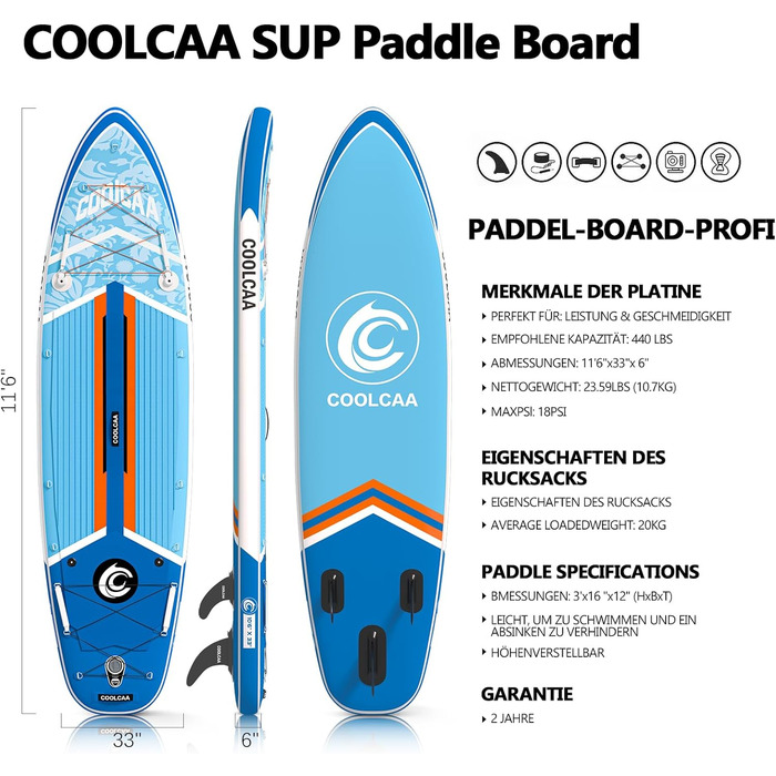SUP-дошка COOLCAA 11'6
